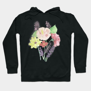 watercolour pink flowers watercolor purple flowers pink and purple flowers Hoodie